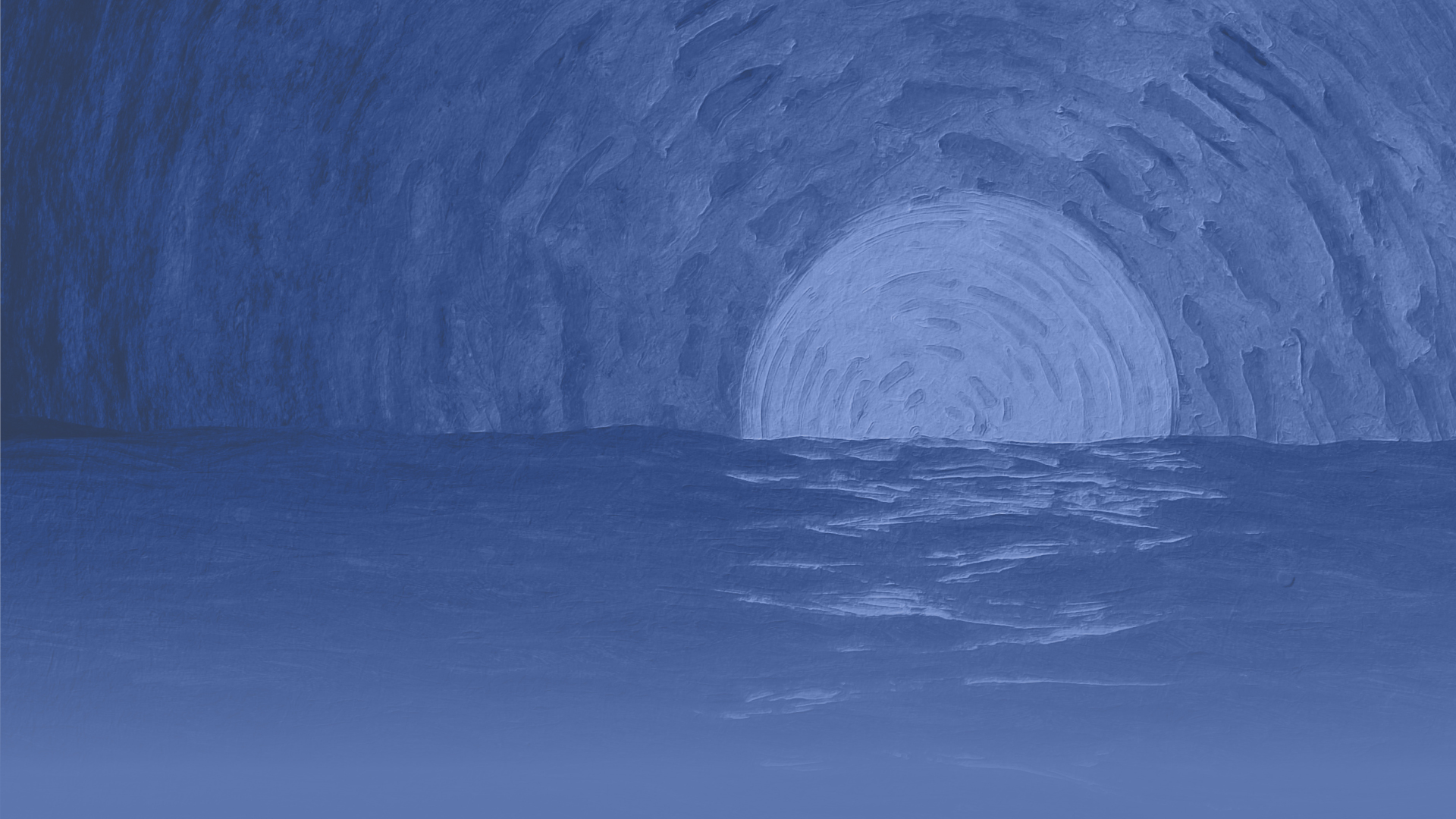 Abstract image of a sun setting over water.