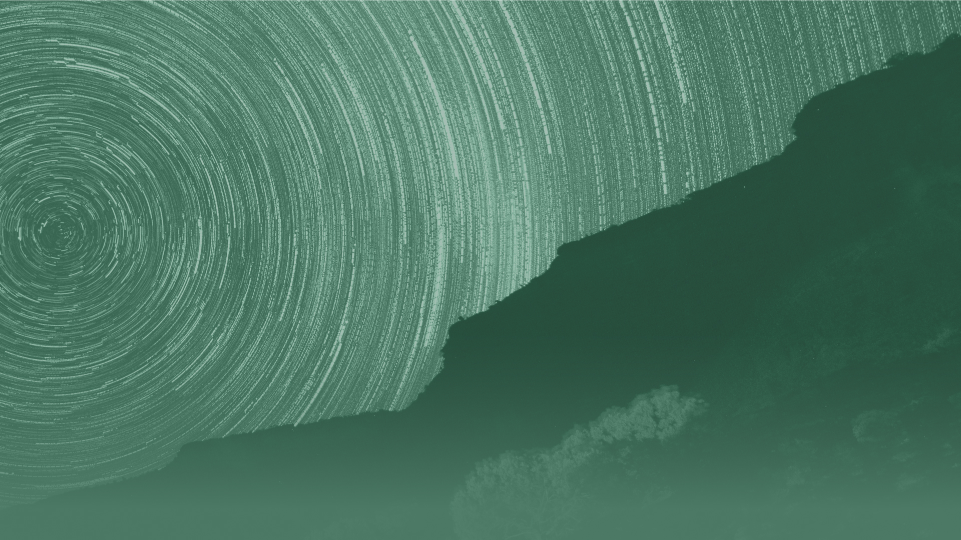 Abstract image of a mountain with green swirl.