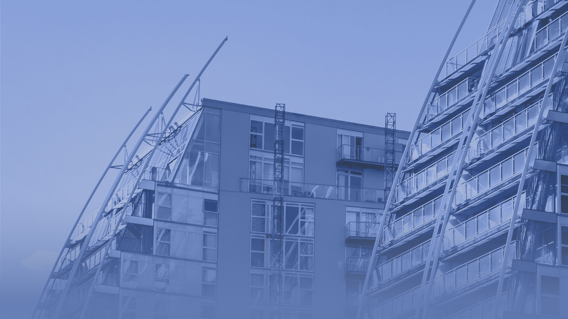 Abstract image of two residential buildings.