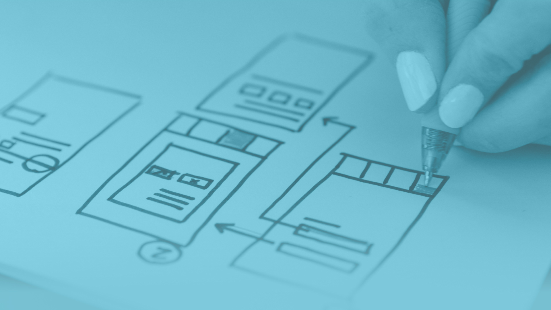 Abstract blue image of someone drawing.