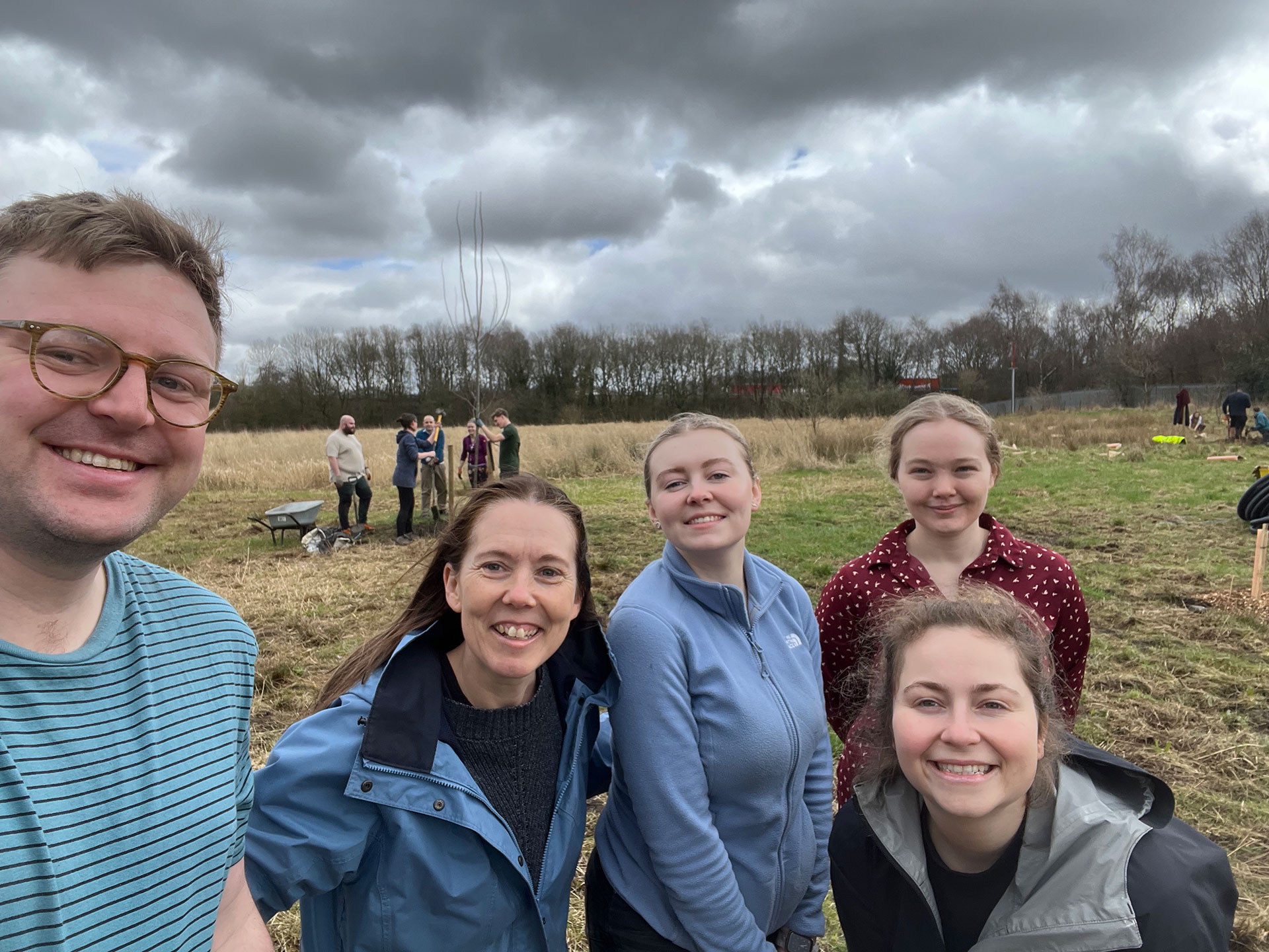 Some of the Carbon Team volunteering their time planting trees.