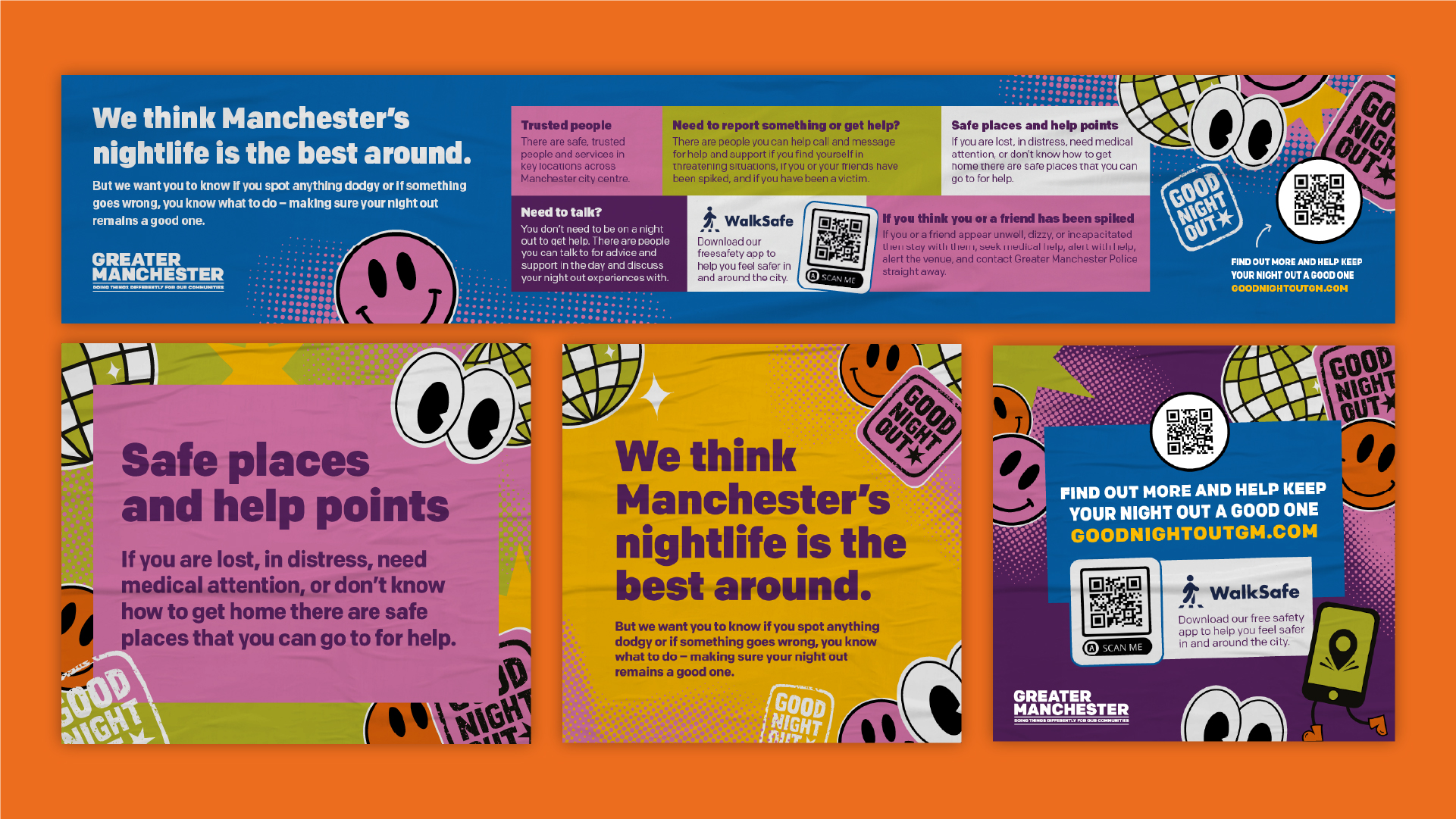 Image of good night out guide web assets on orange background