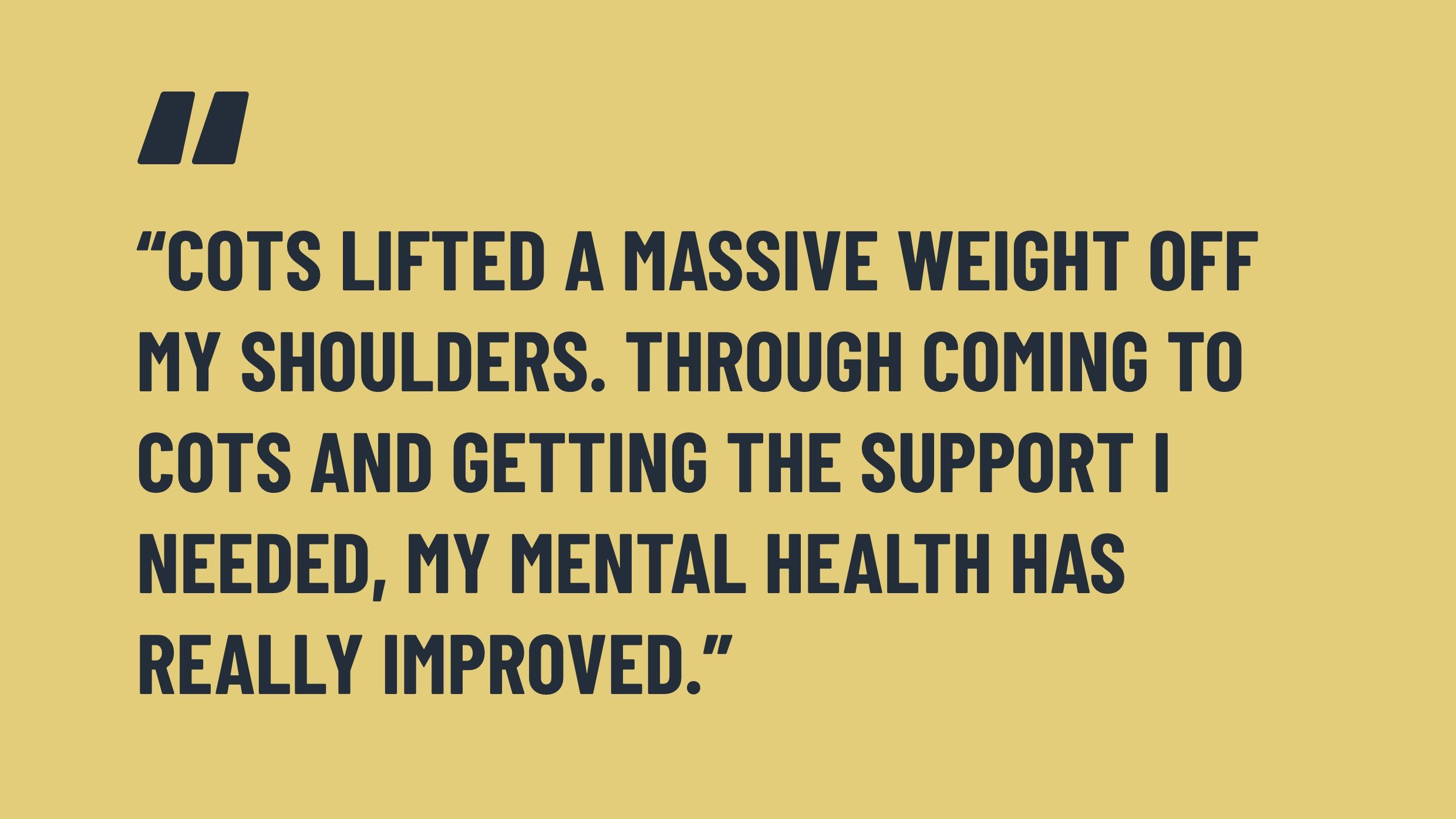 An image of a large quote from a user of the service.