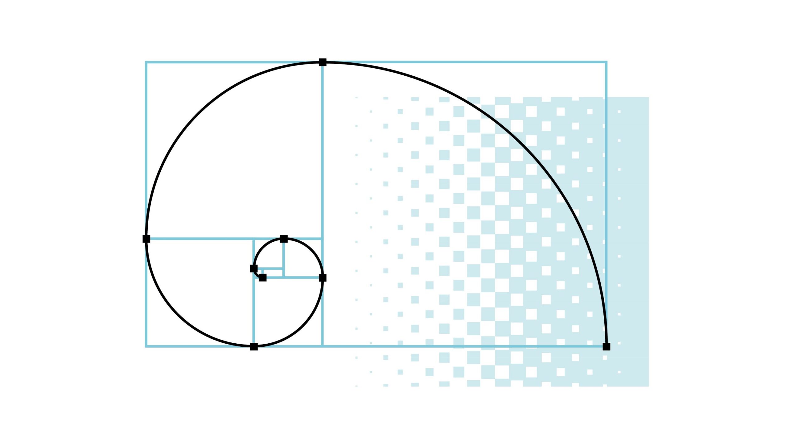 A graphic depicting the fibonacci spiral.