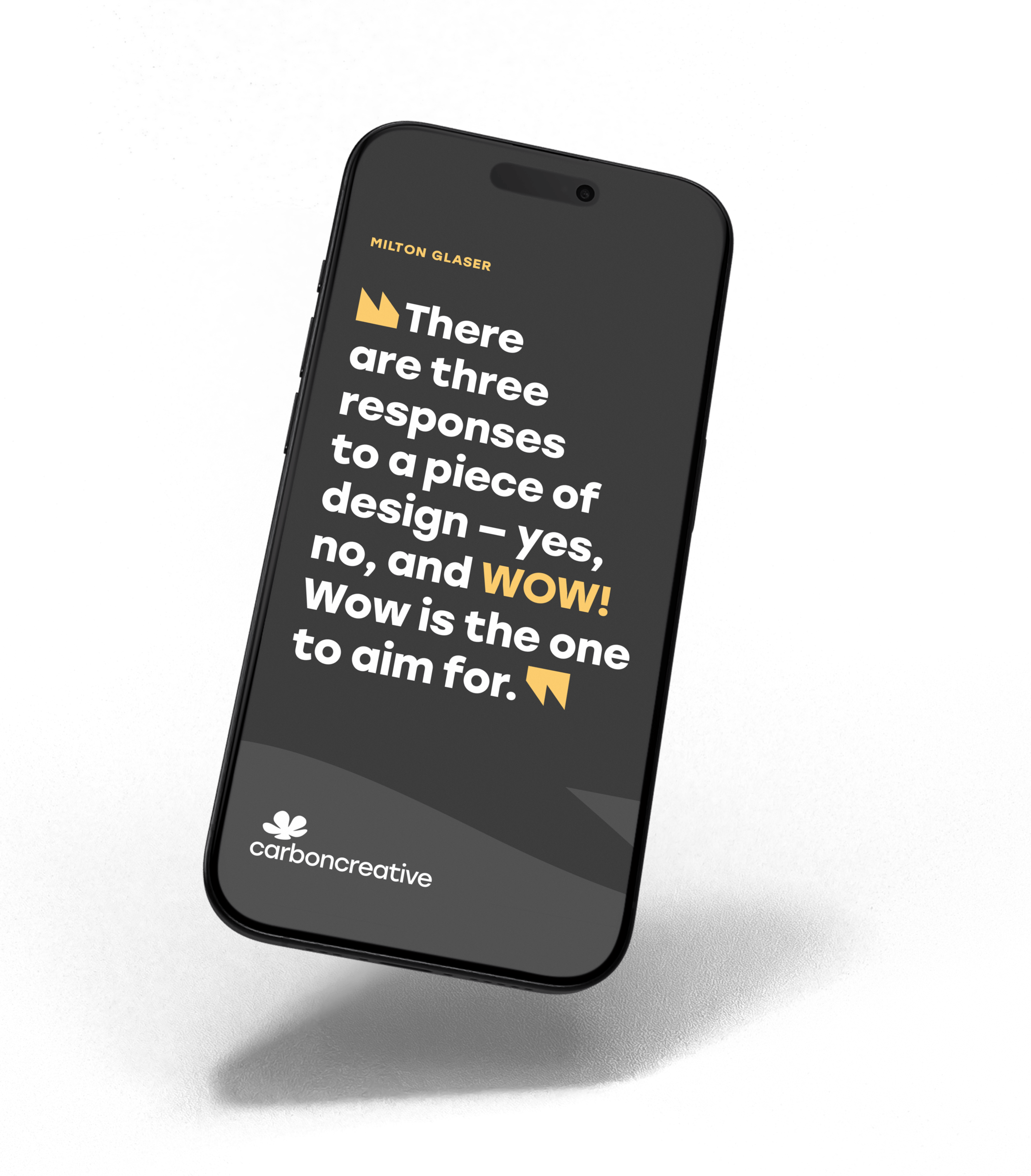 An image of a mobile with a quote from Milton Glazer.