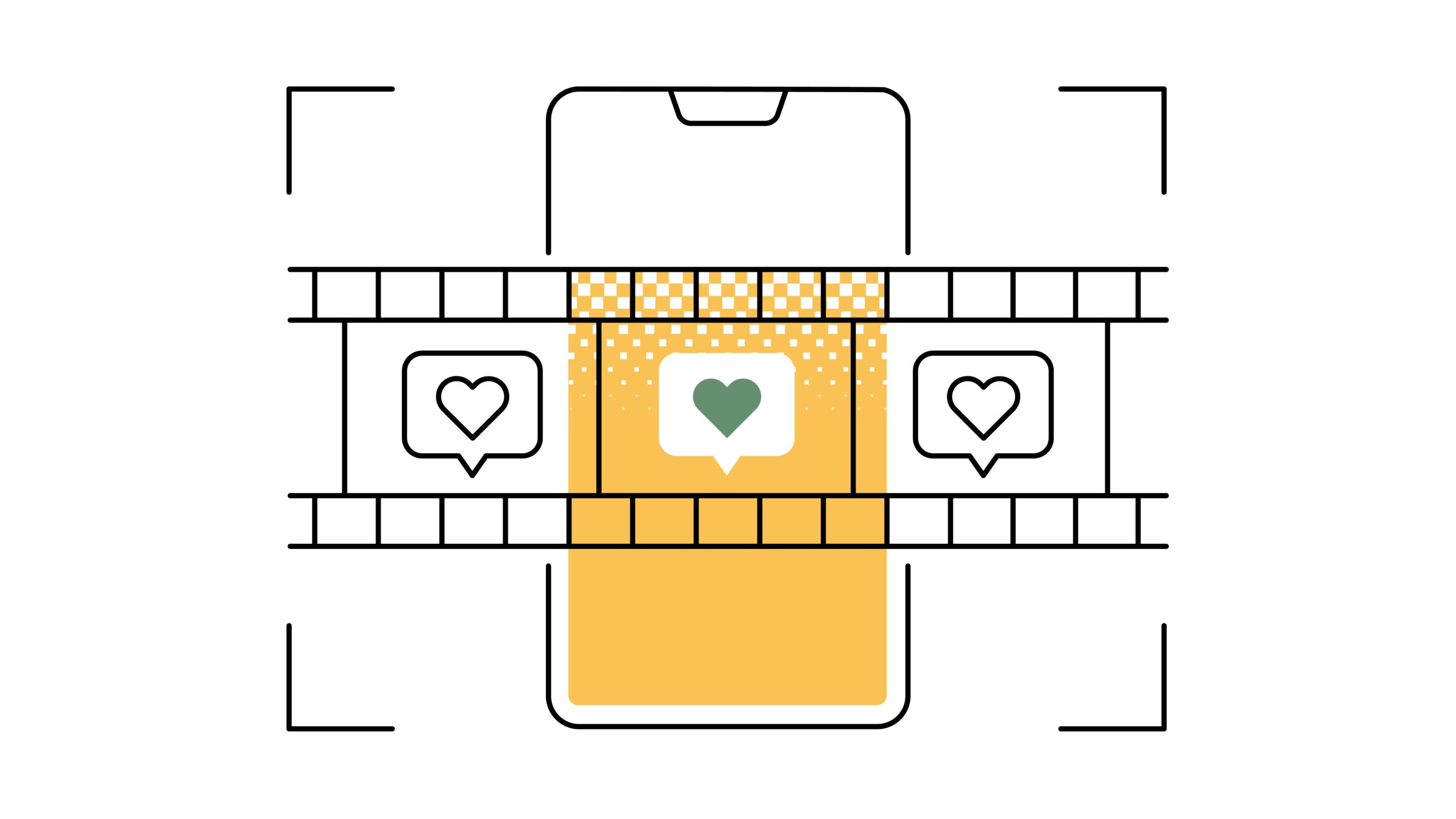 A graphic that depicts a filming in motion.