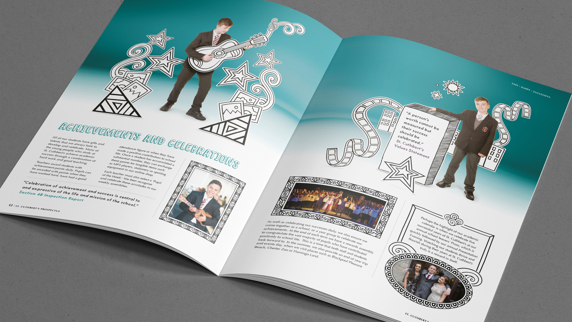 St Cuthberts RC School Prospectus Spread Achievements and Celebrations