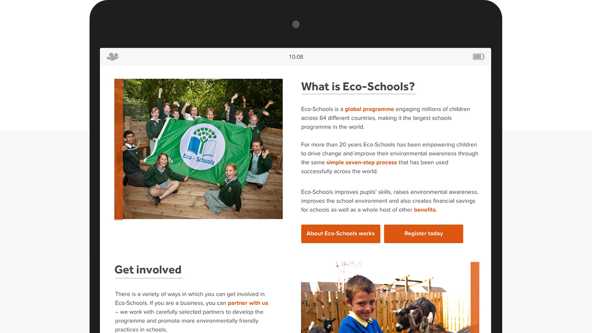 Eco-Schools website inner page
