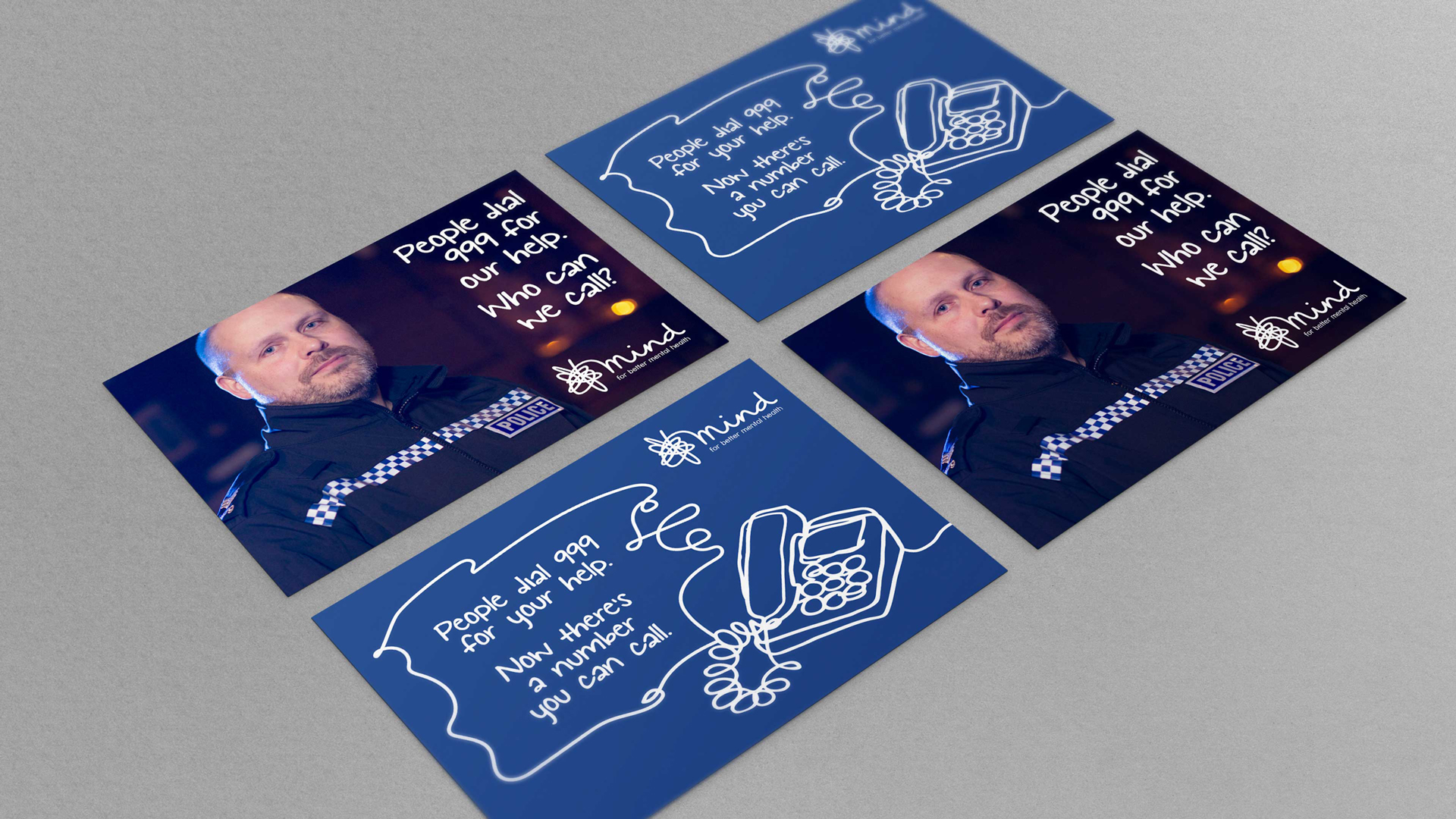 Mind Blue Light campaign postcards
