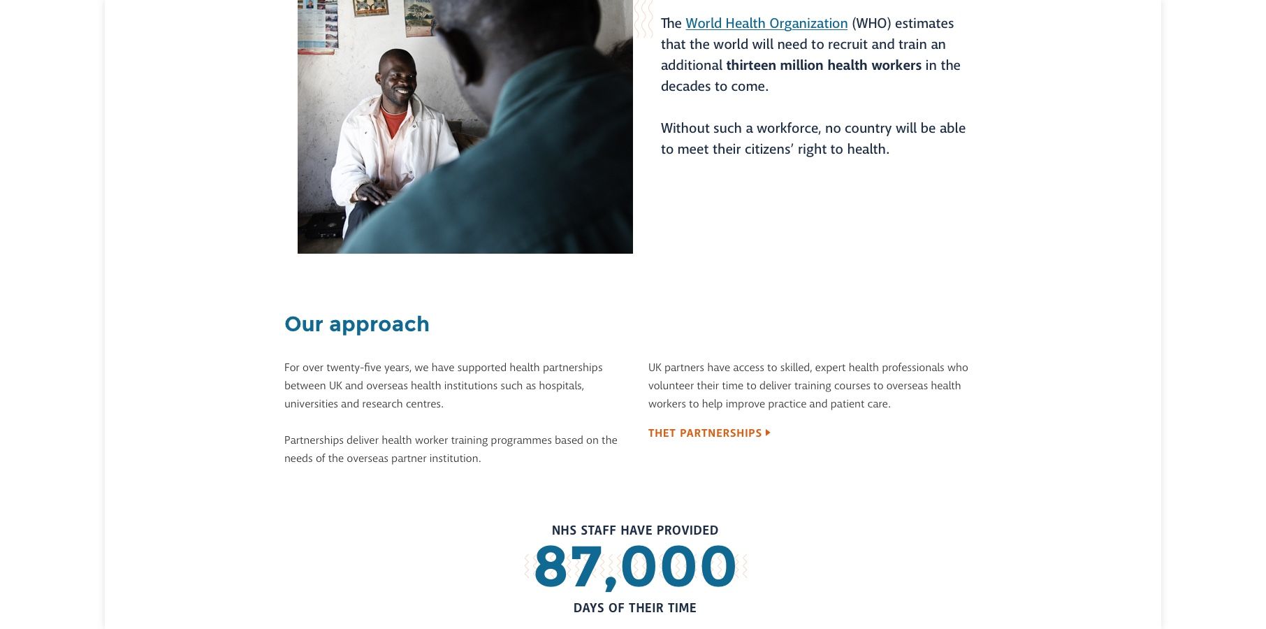 An image of a page from THET's website