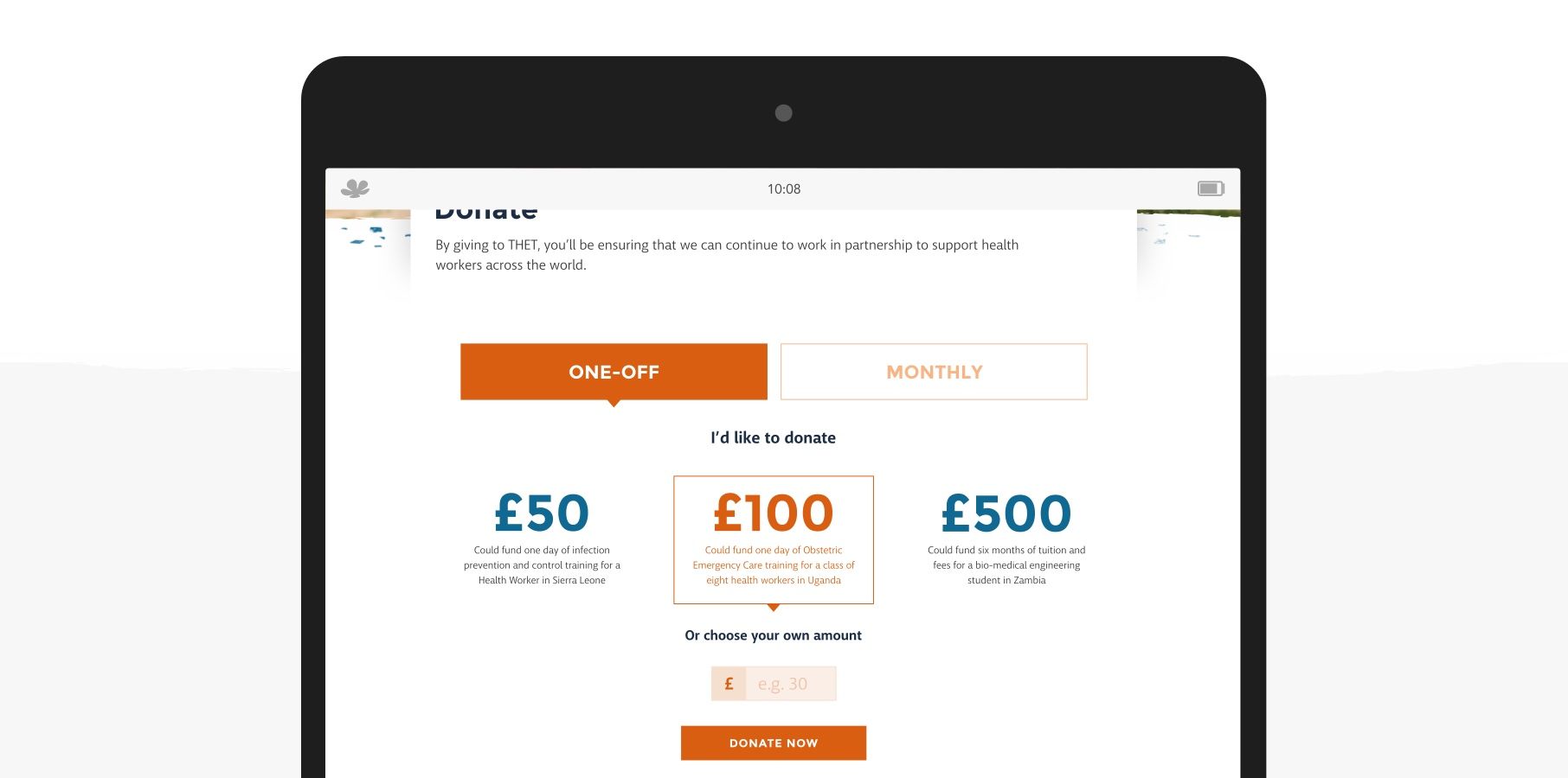 THET website on a screen.