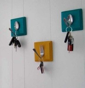 Photograph of Cutlery Being Used as Key Holders Mounted on a Wall