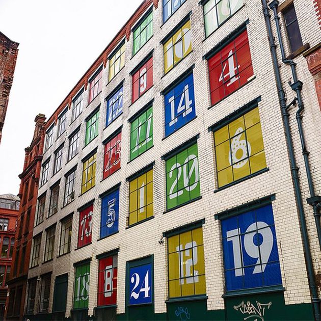 Photograph of Advent Calendar on Side of Building