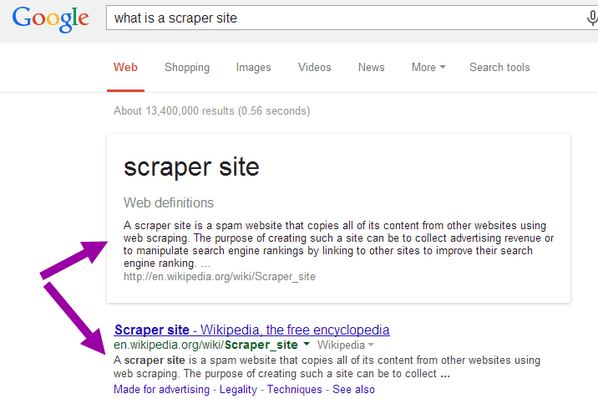 Screenshot of Google Search Engine Result