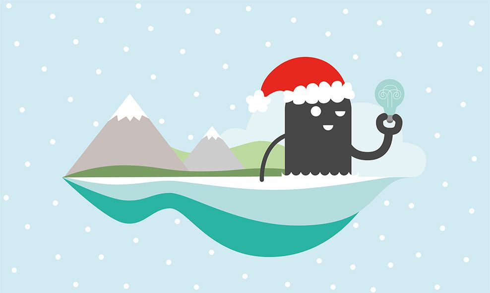 Still image of Carbon character with Christmas theme