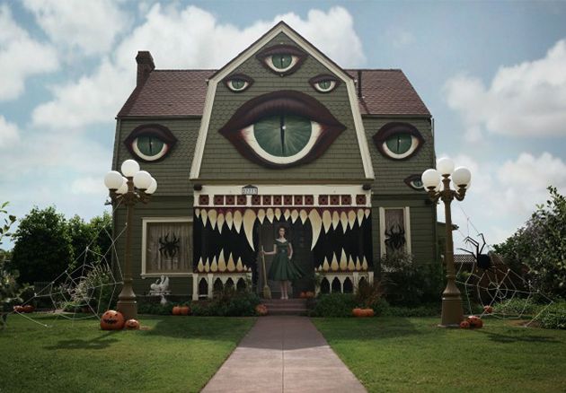 Photograph of Halloween Decorated House in Daytime
