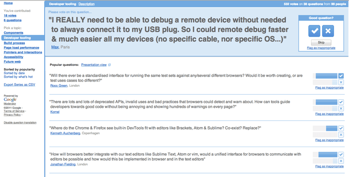 Screenshot of Questions from EdgeConf