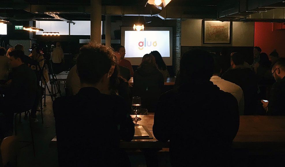 Photograph of stage at Glug event