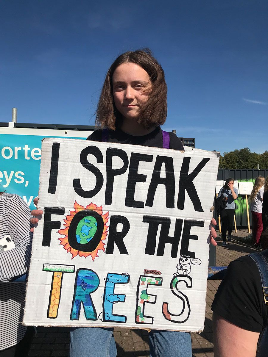Photograph of climate protester sign