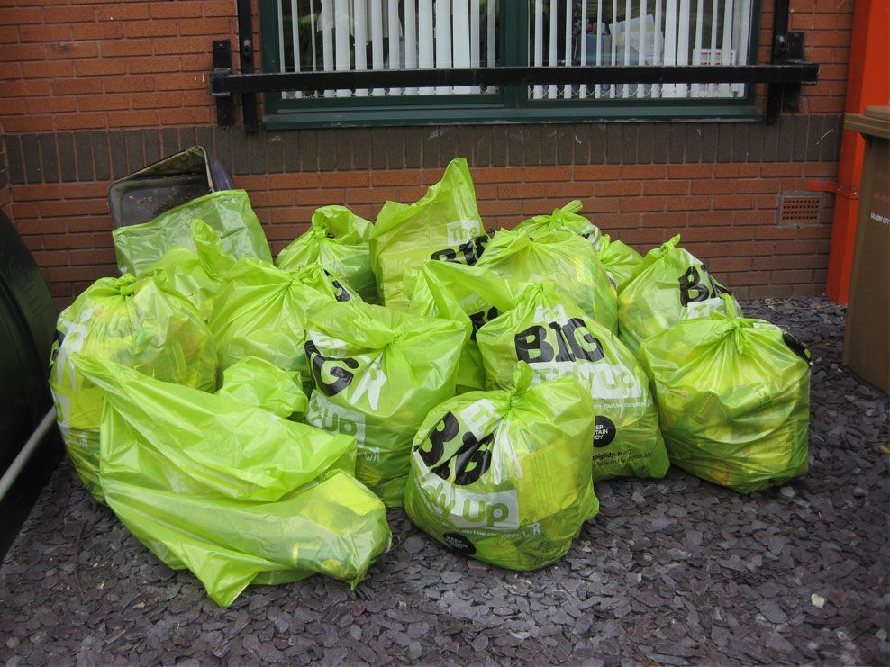 Photograph of bags of litter