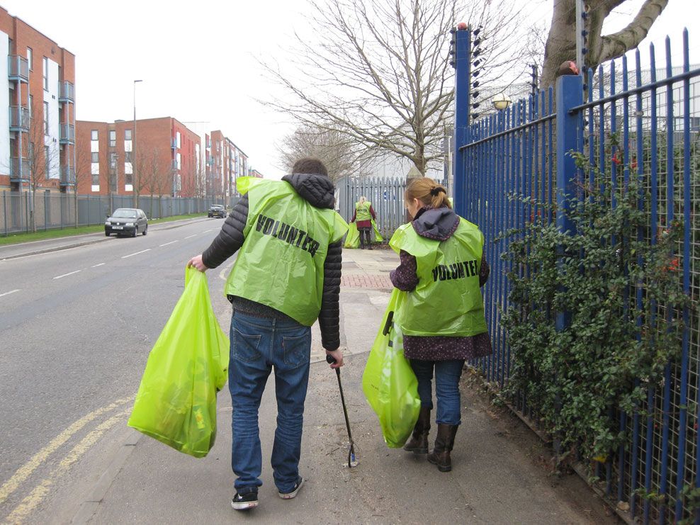 Photograph of Team Carbon on a litter pick in Salford
