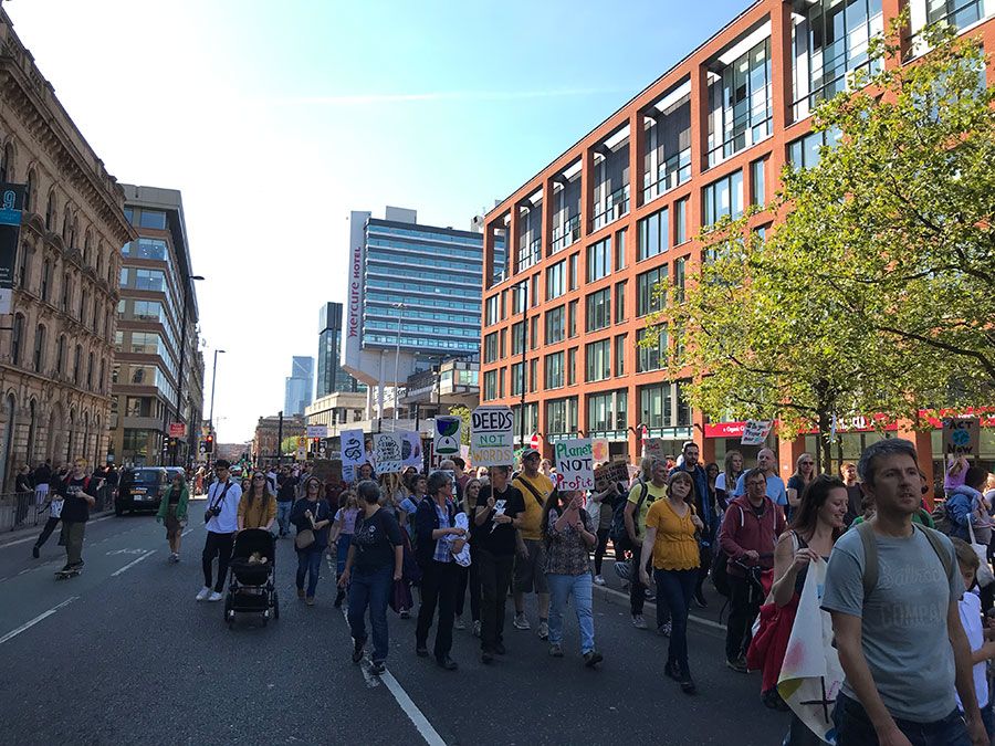 Photograph of climate protesters marching