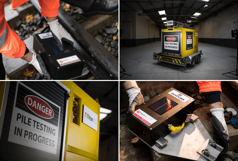 Collage of photographs from Datum new product launch identity