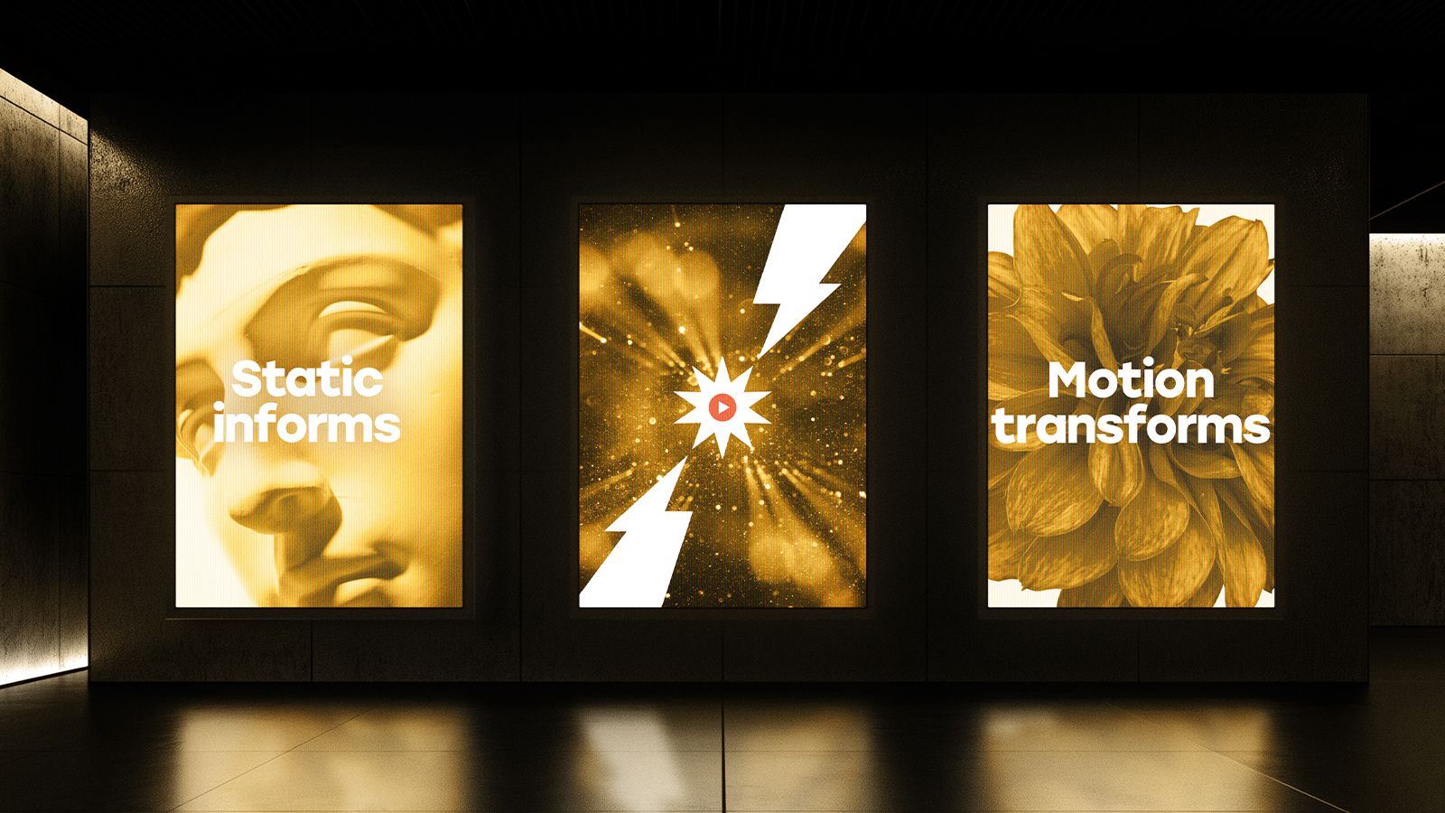 Motion related graphics on a display board.