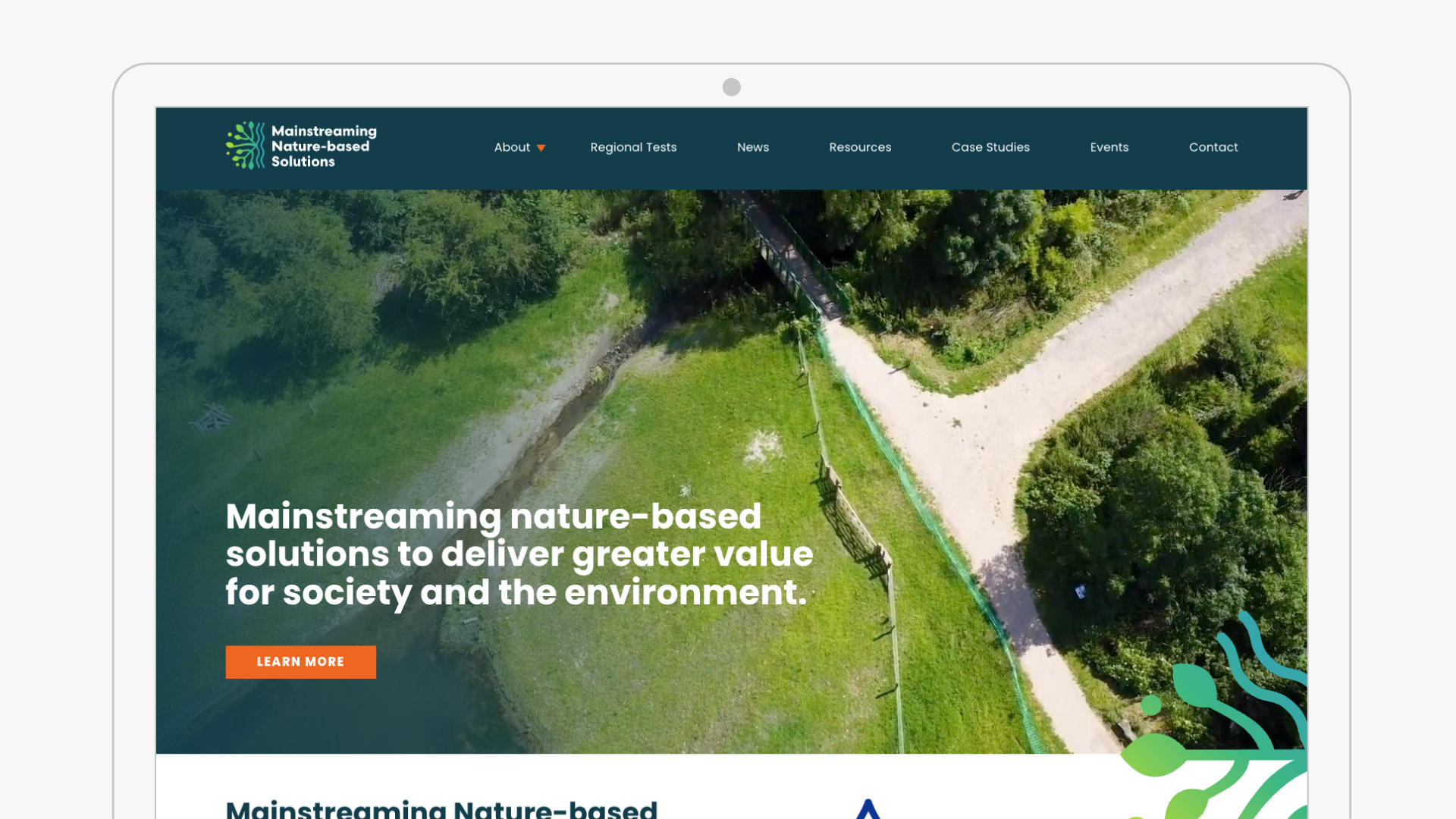 The homepage hero section of the website.