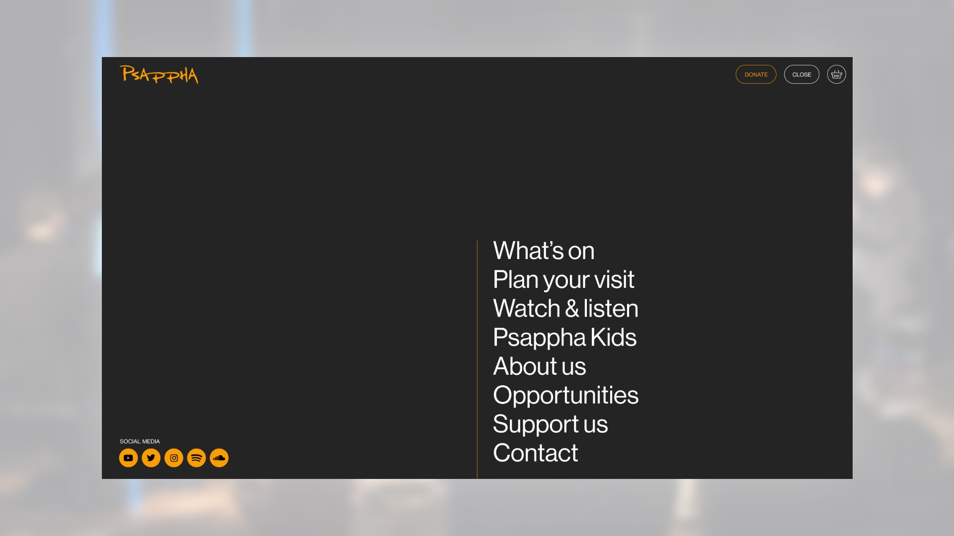 The navigation design of the Psappha website.