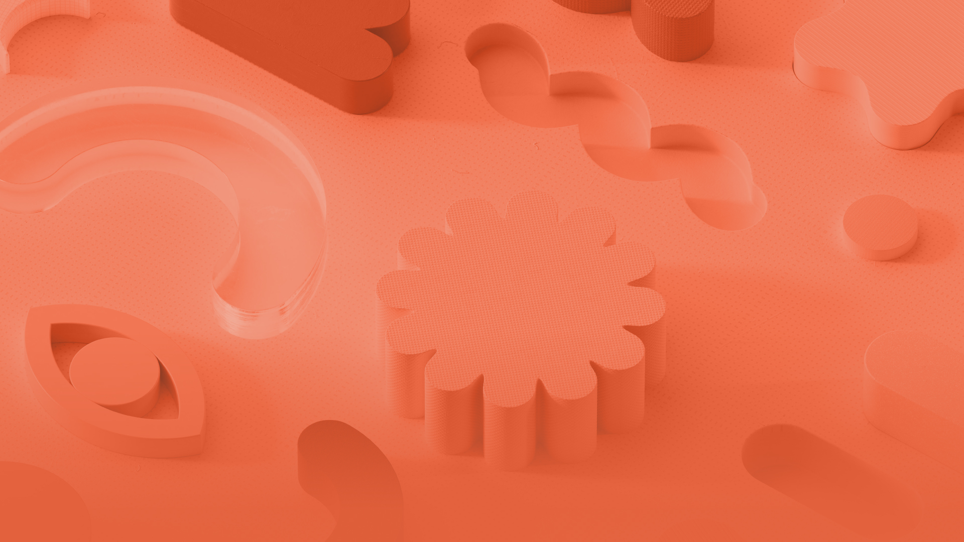 Abstract image of 3d shapes, with a flower.